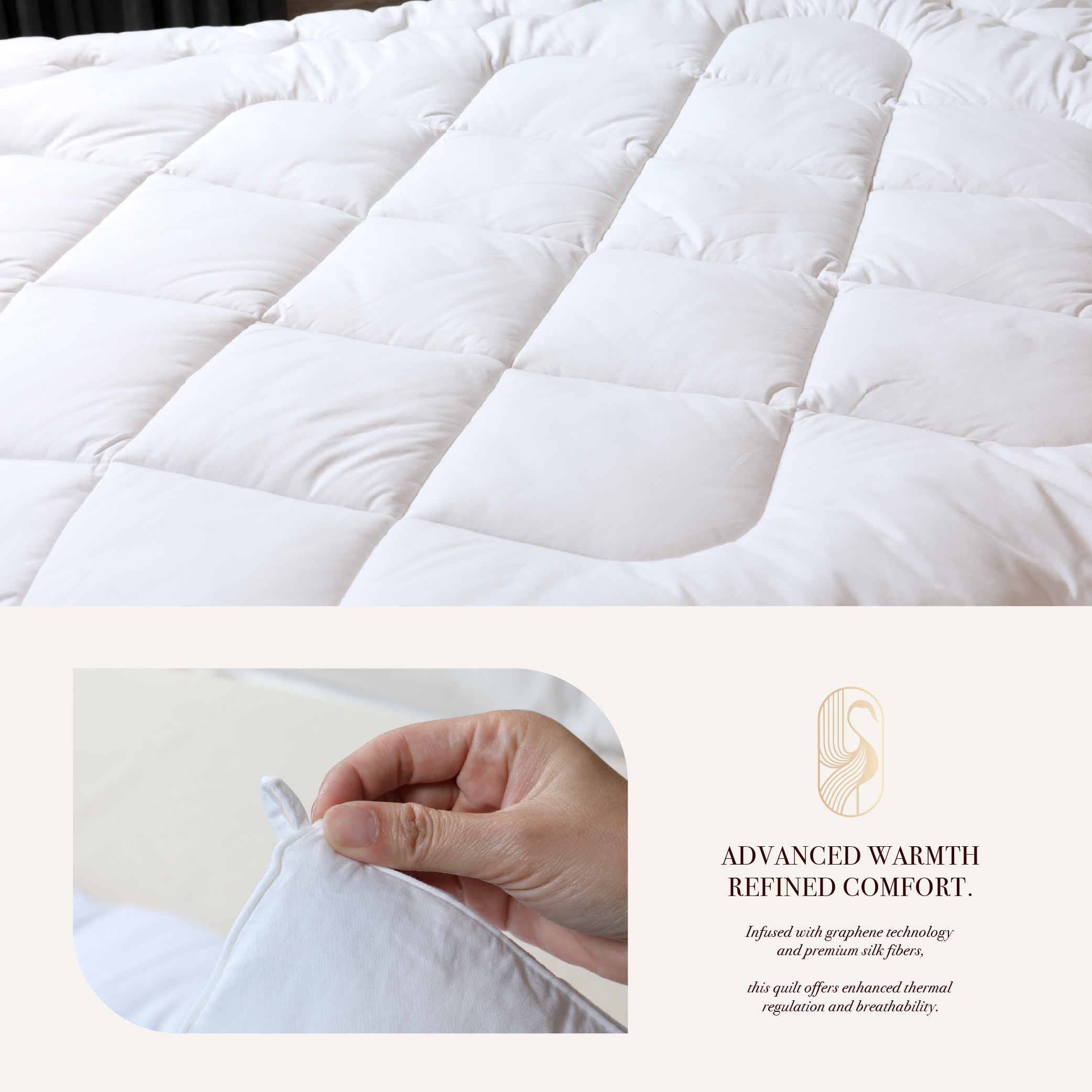 雙溫感高保溫石墨烯蠶絲被白品款